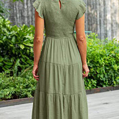 White cross-border sleeved dress by Christine Brewer, showcasing a solid color design with stylish long sleeves.