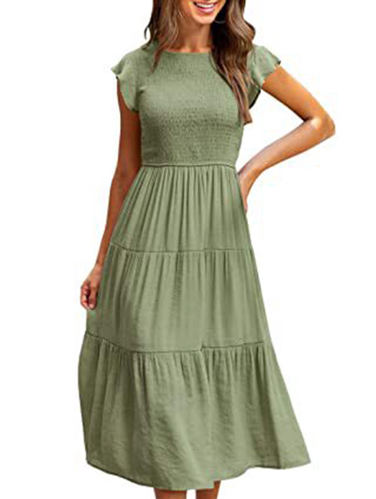 White cross-border sleeved dress by Christine Brewer, featuring a solid color design and elegant fit.