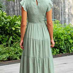 Light green solid color cross-border sleeved dress by Christine Brewer, featuring a stylish and comfortable design.