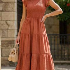White solid color cross-border sleeved dress by Christine Brewer, featuring a stylish and comfortable design.