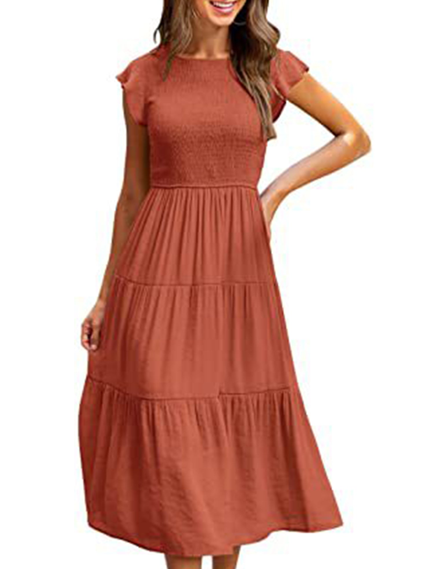 White cross-border sleeved dress by Christine Brewer, showcasing a simple, elegant design with solid color fabric.