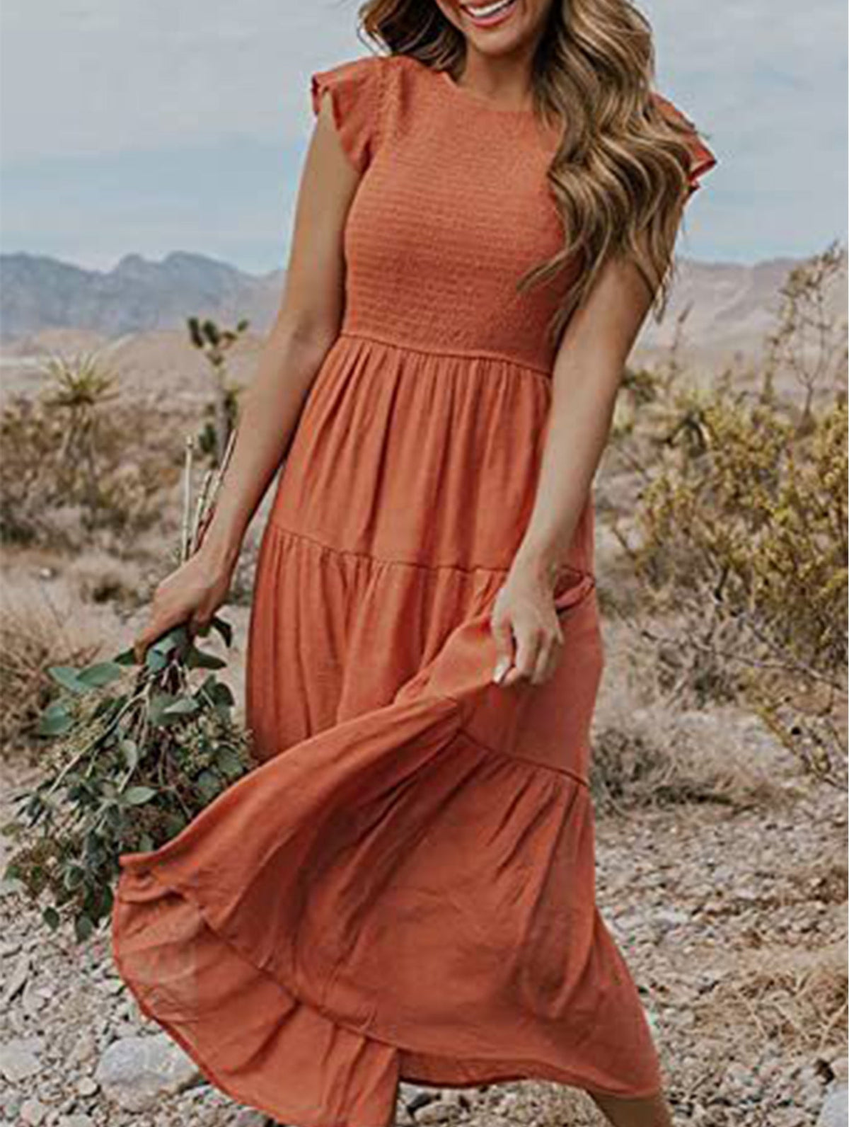 White cross-border sleeved dress by Christine Brewer, featuring solid color design and stylish long sleeves.