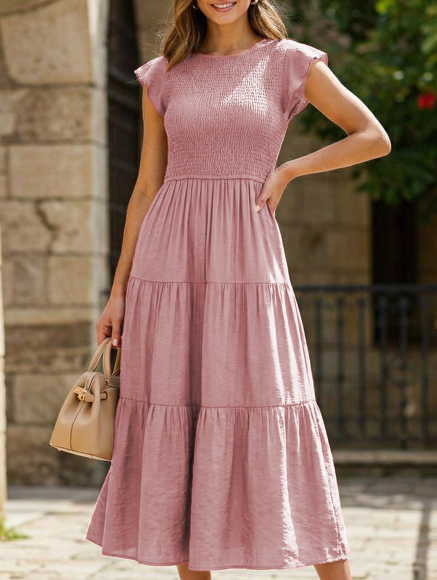 White solid color cross-border sleeved dress by Christine Brewer, showcasing a stylish and elegant design with long sleeves.