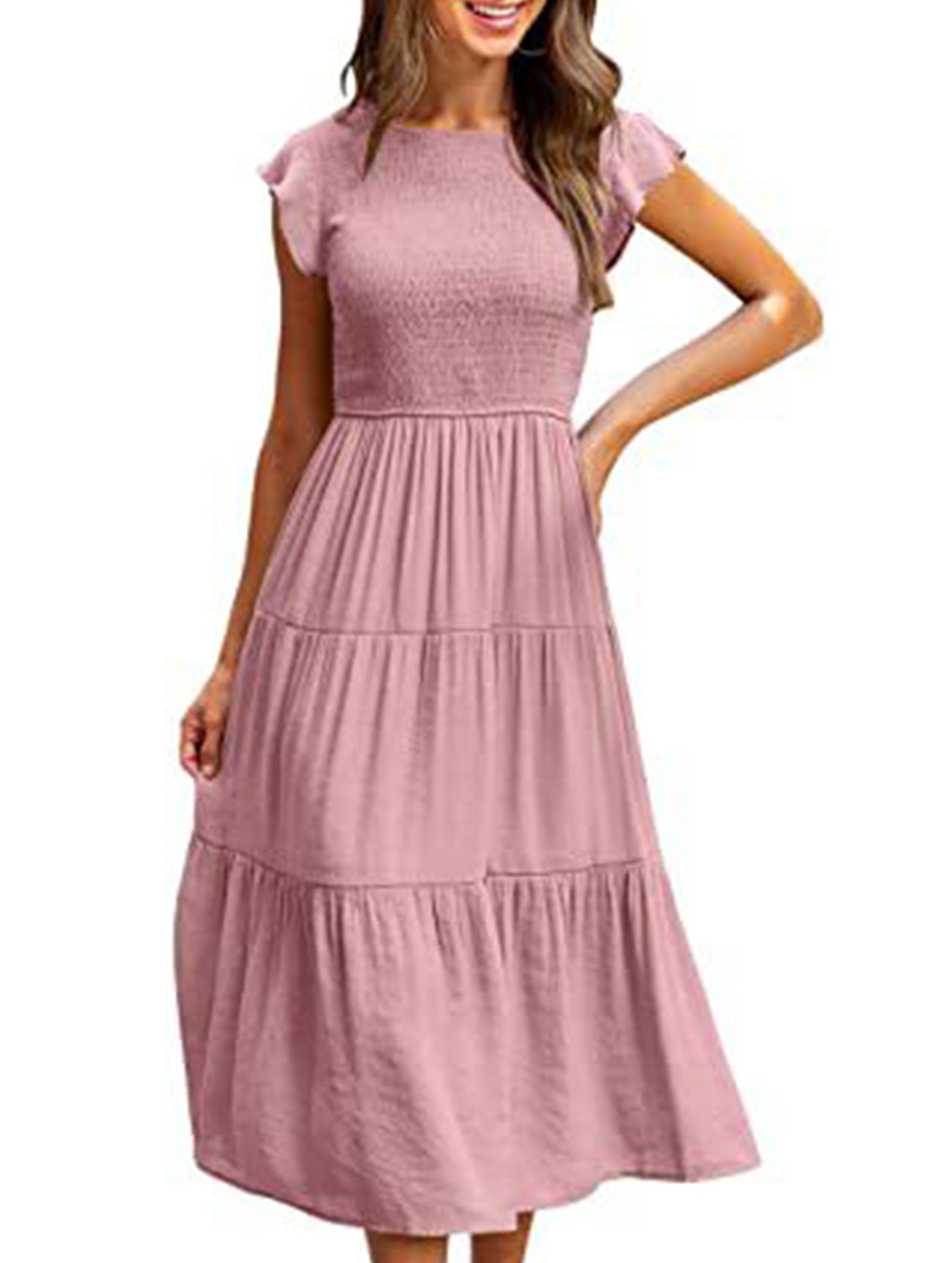 White solid color cross-border sleeved dress by Christine Brewer, featuring a stylish design with long sleeves and a flattering fit.