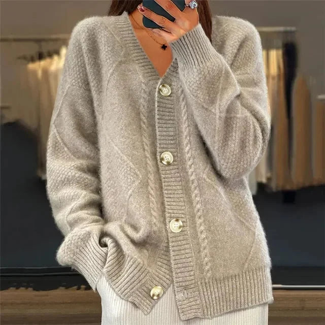Adelina | Button-Front V-Neck Cardigan for Women