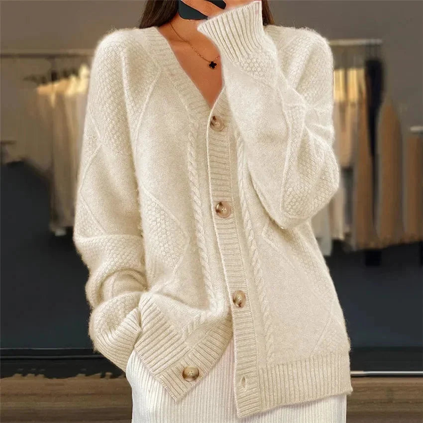 Adelina | Button-Front V-Neck Cardigan for Women