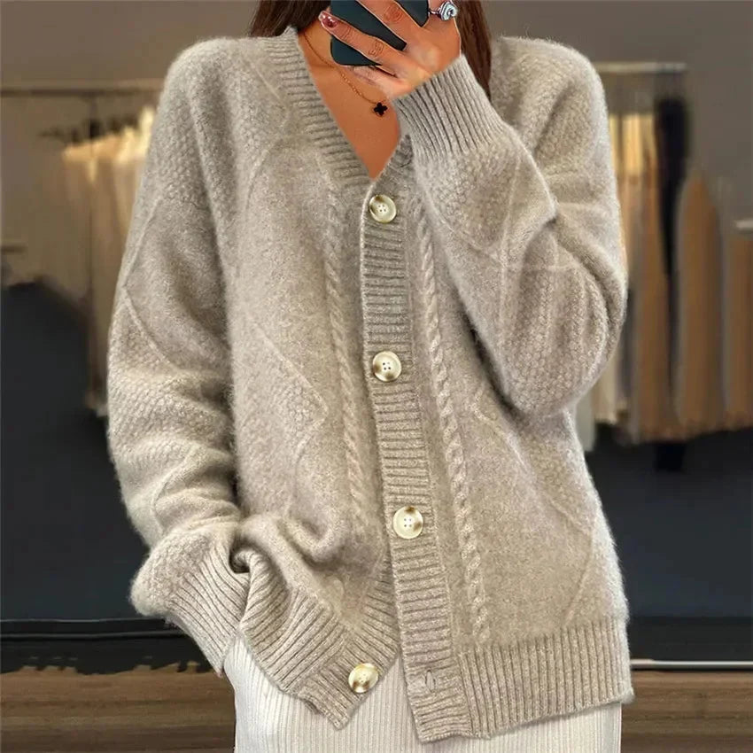 Adelina | Button-Front V-Neck Cardigan for Women