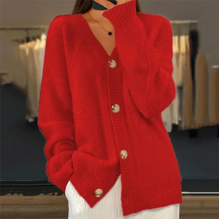 Adelina | Button-Front V-Neck Cardigan for Women