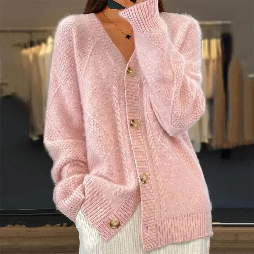 Adelina | Button-Front V-Neck Cardigan for Women
