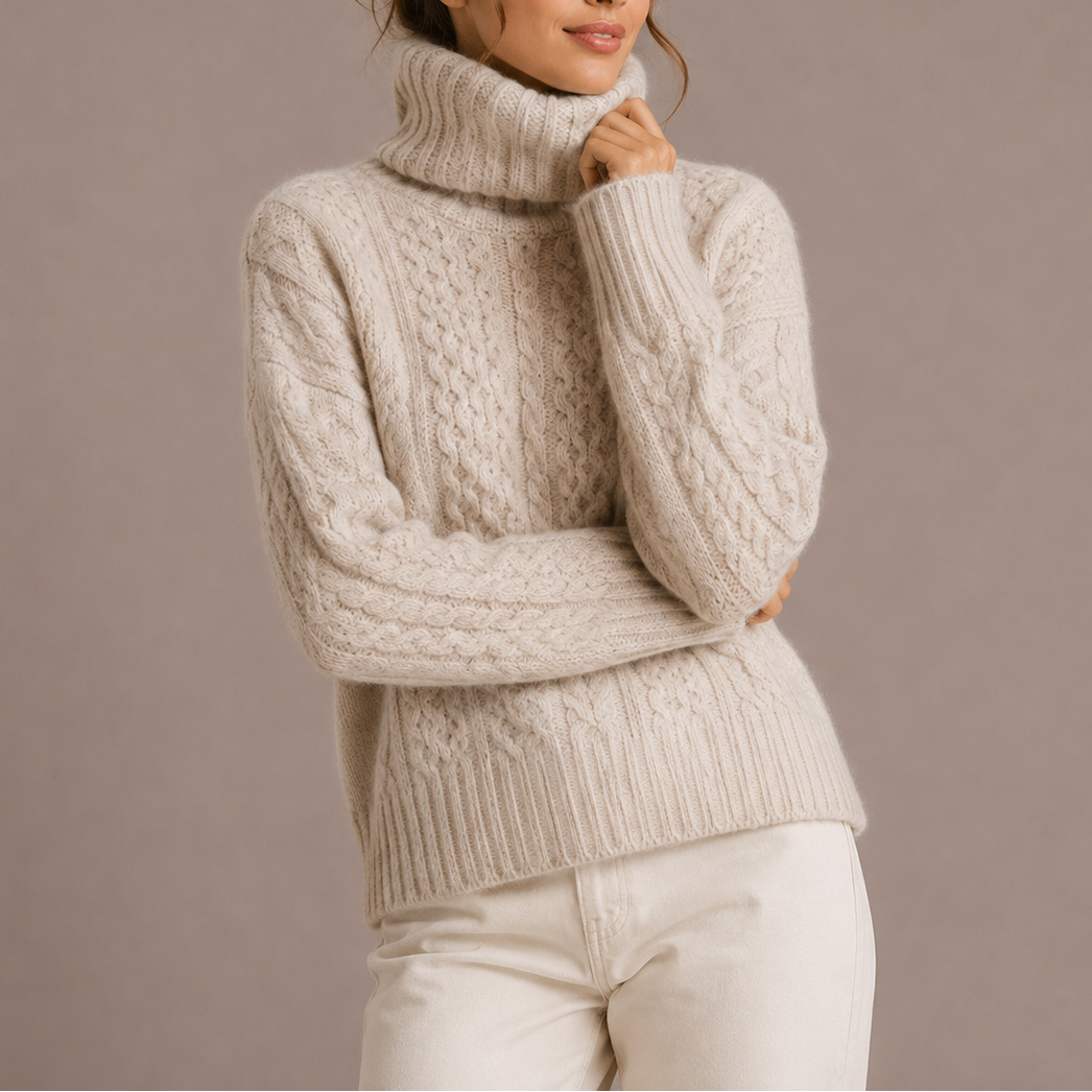 Eleanora | Cable-Knit Chunky Knit Turtleneck Sweater for Women