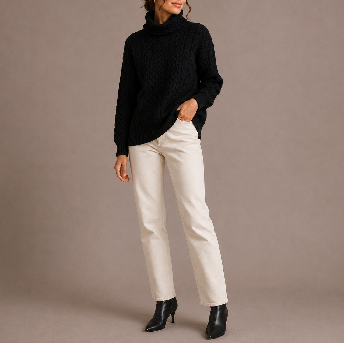 Eleanora | Cable-Knit Chunky Knit Turtleneck Sweater for Women