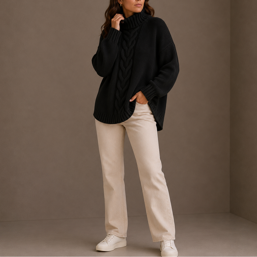 Evelina | Cable-Knit Oversized Turtleneck Sweater for Women