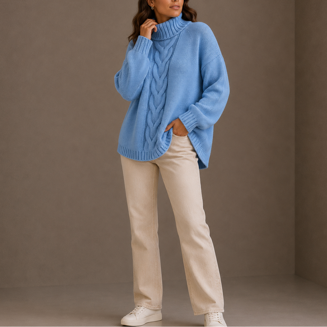 Evelina | Cable-Knit Oversized Turtleneck Sweater for Women