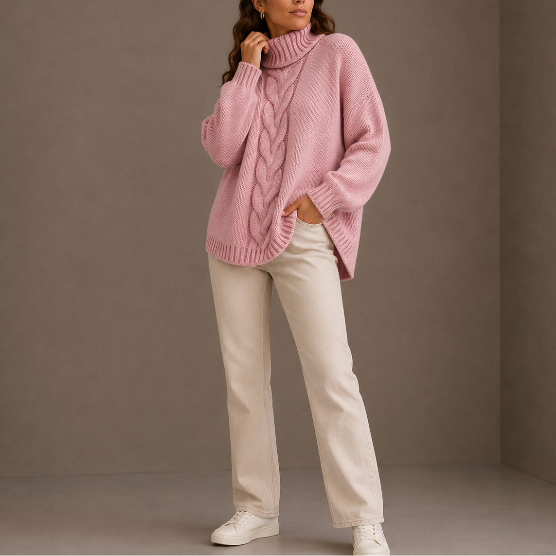 Evelina | Cable-Knit Oversized Turtleneck Sweater for Women