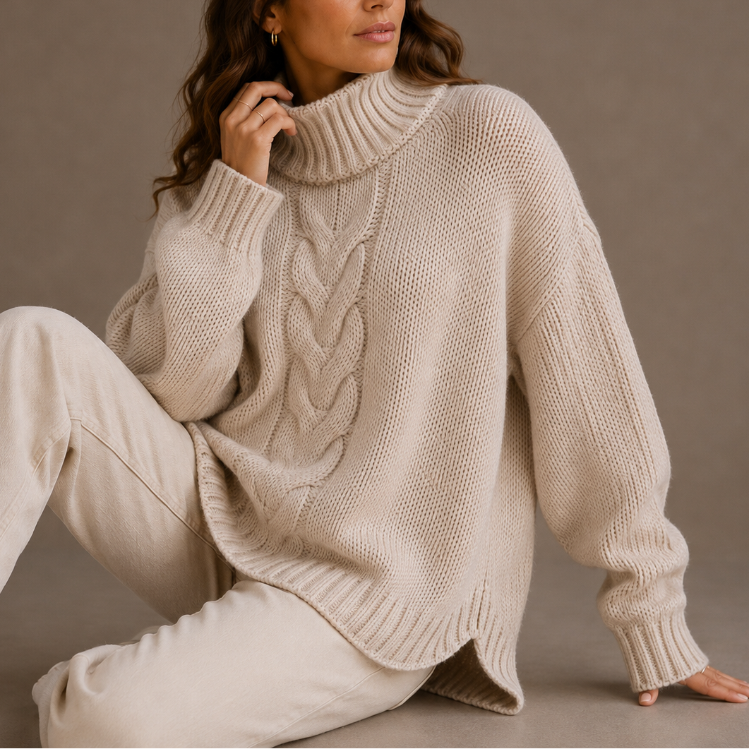 Evelina | Cable-Knit Oversized Turtleneck Sweater for Women