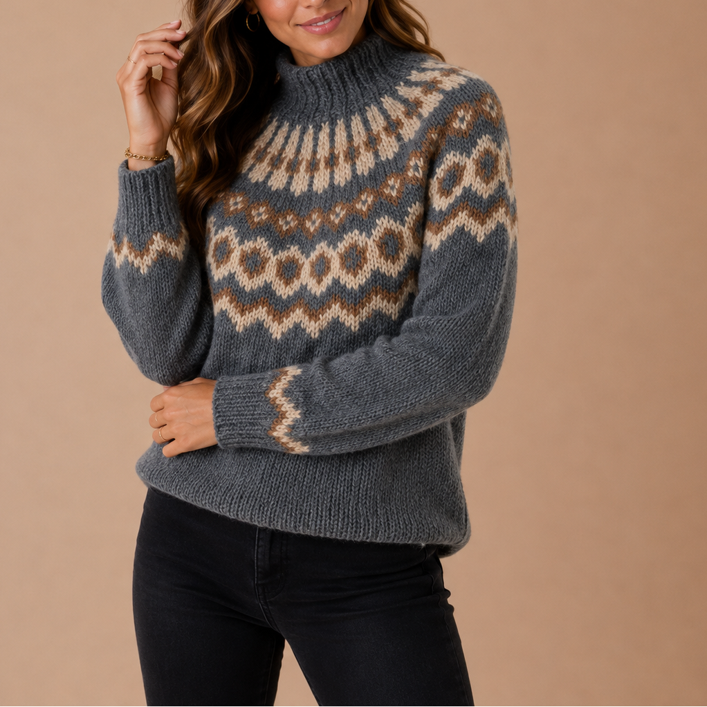 Calla | Nordic Fair Isle Turtleneck Sweater for Women