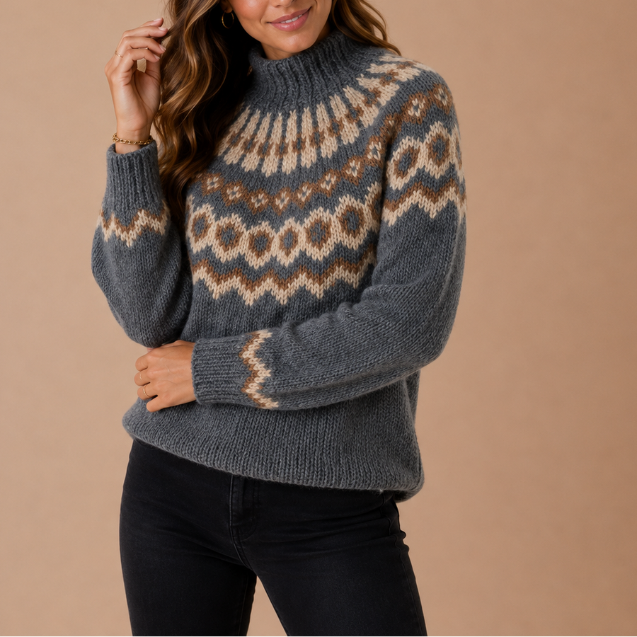 Calla | Nordic Fair Isle Turtleneck Sweater for Women