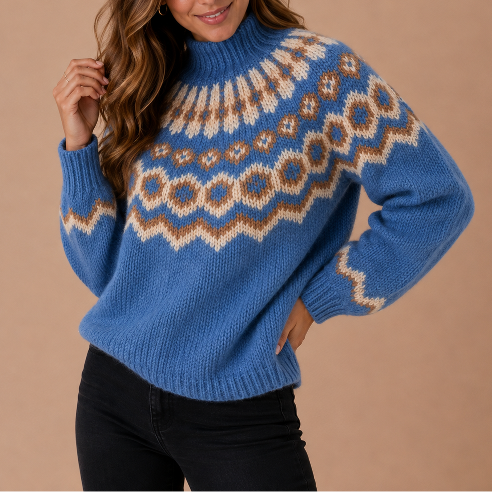 Calla | Nordic Fair Isle Turtleneck Sweater for Women