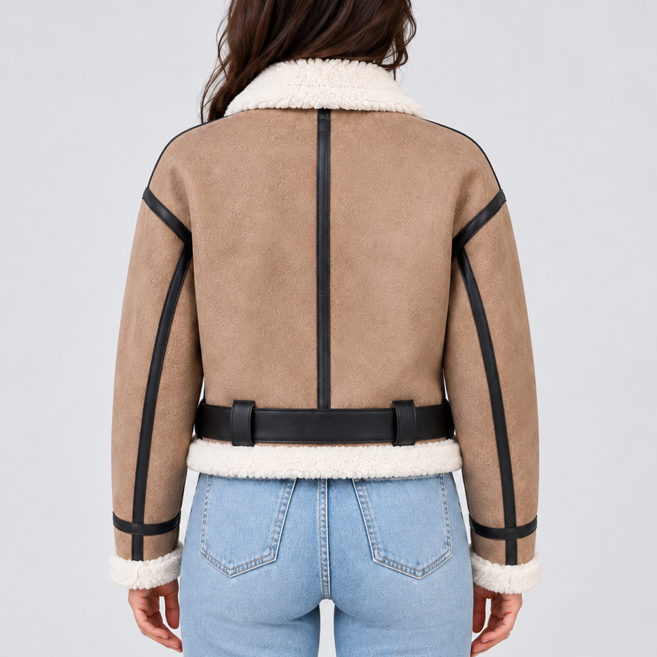 Enid | Cropped Aviator Teddy Coat for Women