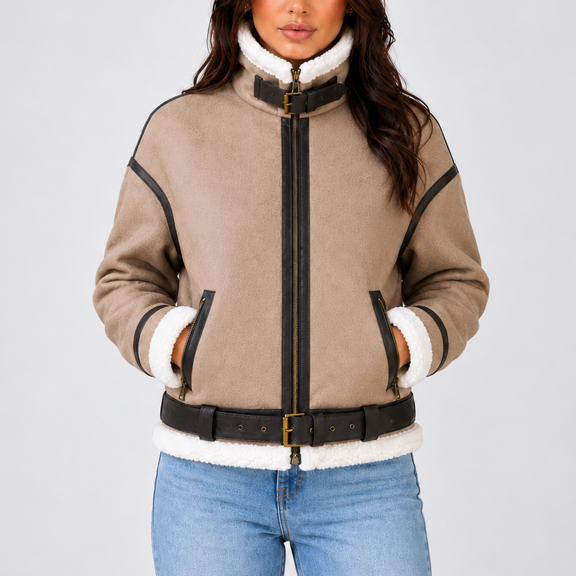 Enid | Cropped Aviator Teddy Coat for Women