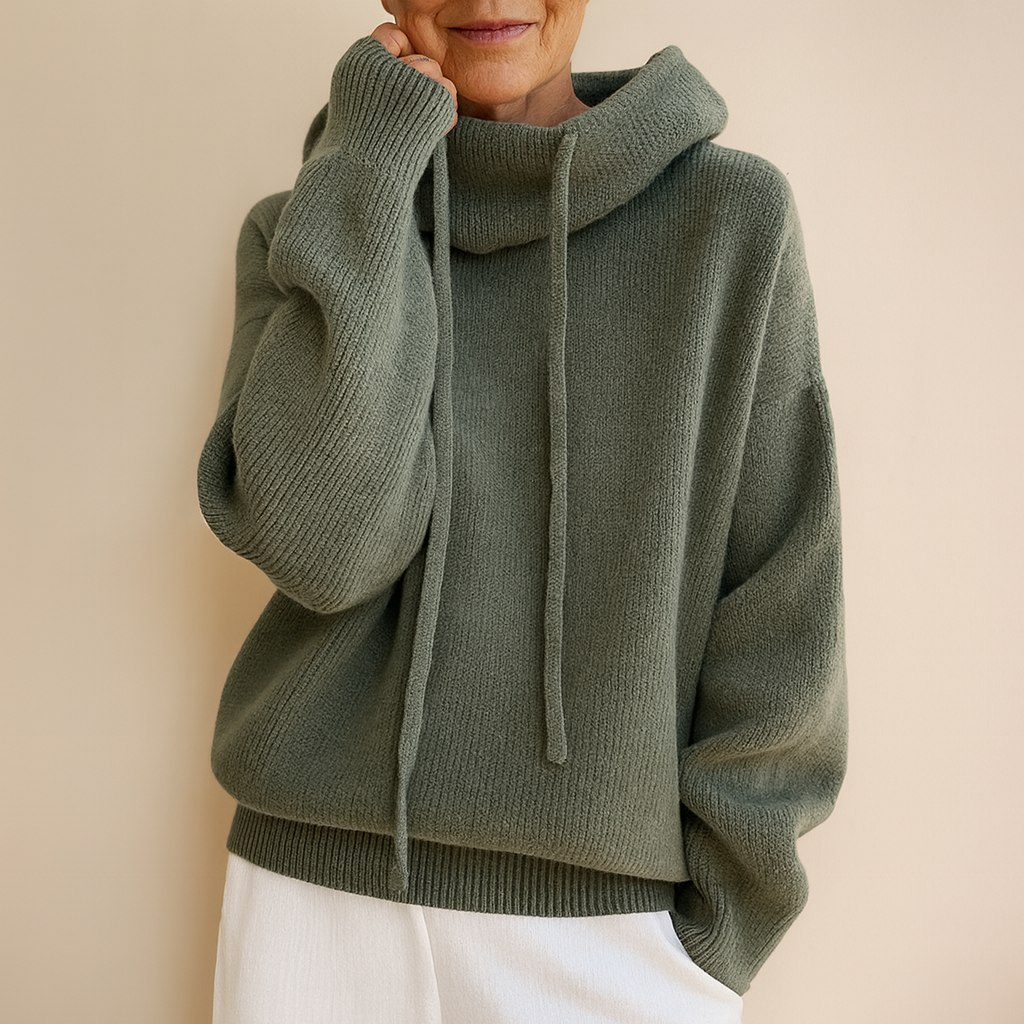 Madelyn women's hooded sweater by Christine Brewer featuring a cozy hood, soft fabric, and casual fit for comfortable everyday wear.