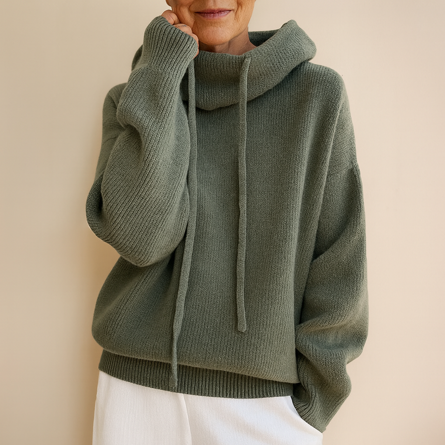 Madelyn women's hooded sweater by Christine Brewer featuring a cozy hood, soft fabric, and casual fit for comfortable everyday wear.