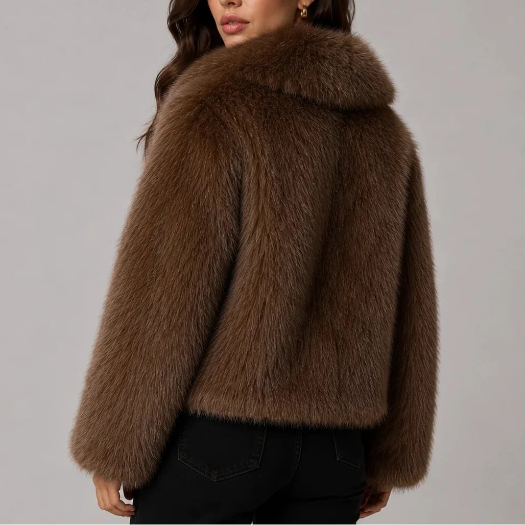 Cecily | Faux Fur Cropped Oversized Jacket for Women
