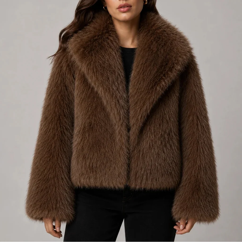 Cecily | Faux Fur Cropped Oversized Jacket for Women
