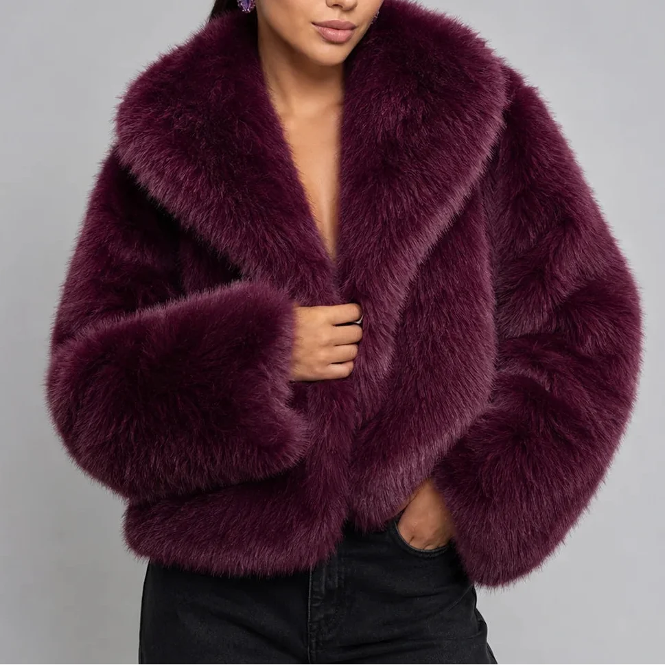 Cecily | Faux Fur Cropped Oversized Jacket for Women