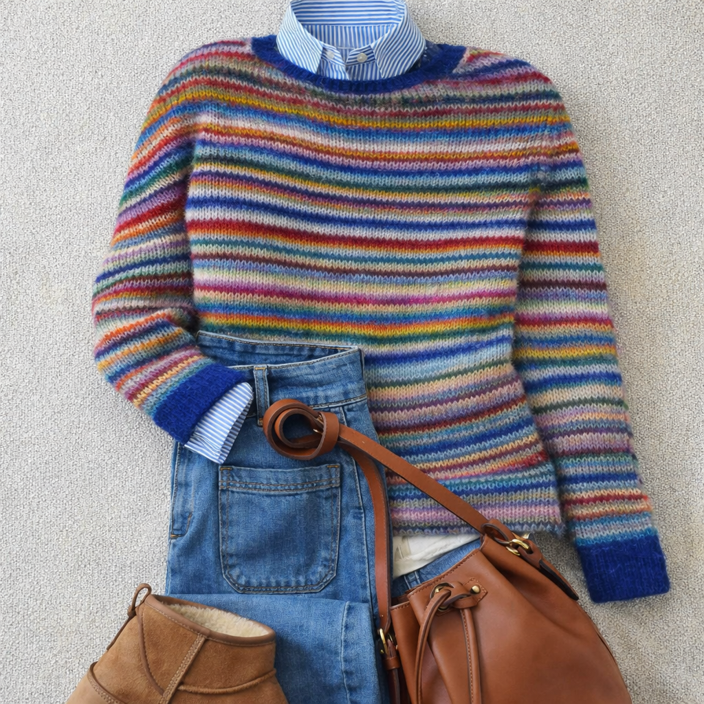 Narrow ribbed Nordic sweater for women by Christine Brewer, featuring a cozy, textured knit in a stylish design.