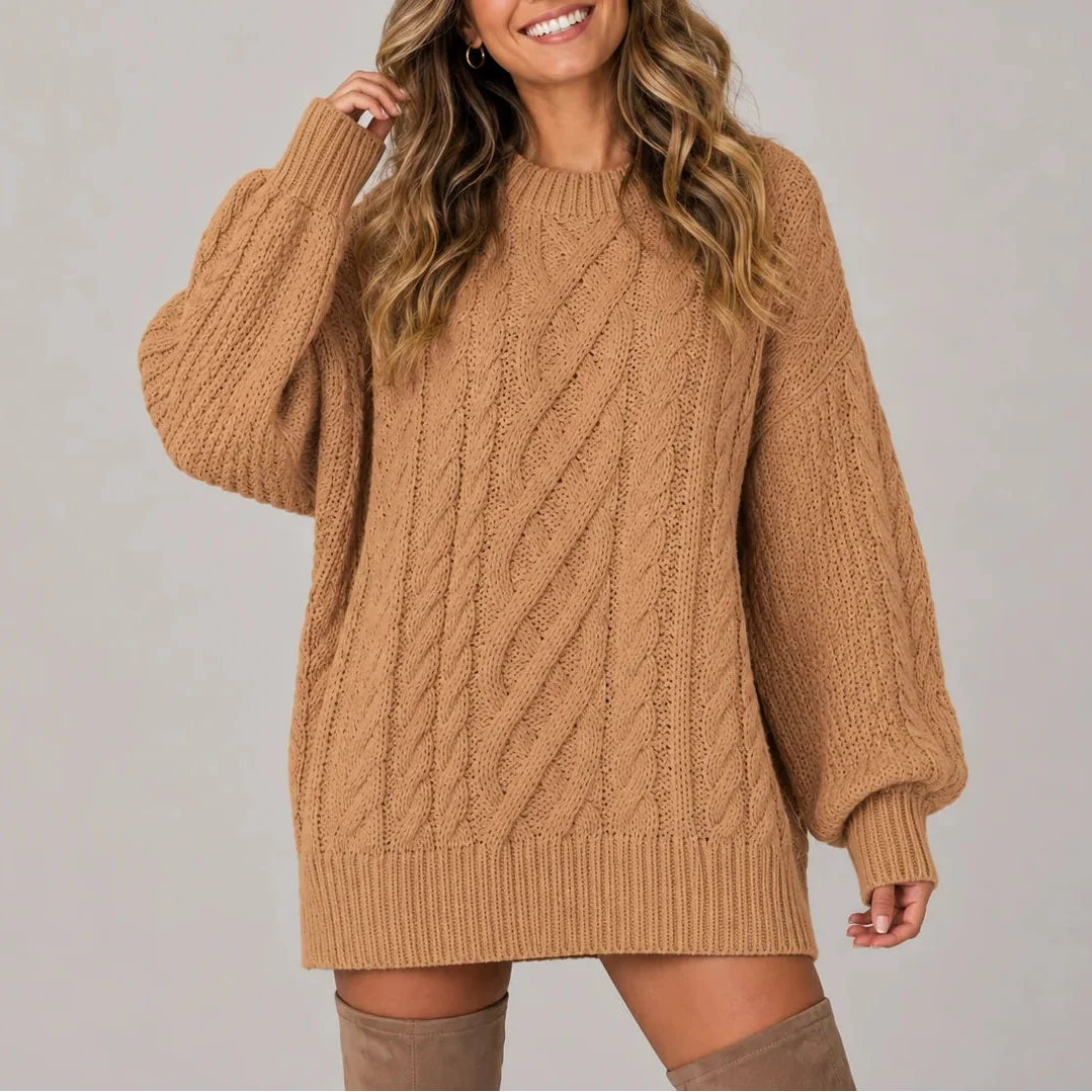 Perpetua | Cable-Knit Long Sleeve Dress for Women