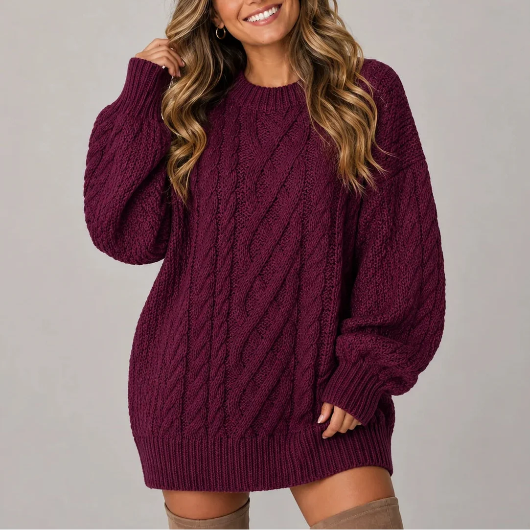Perpetua | Cable-Knit Long Sleeve Dress for Women