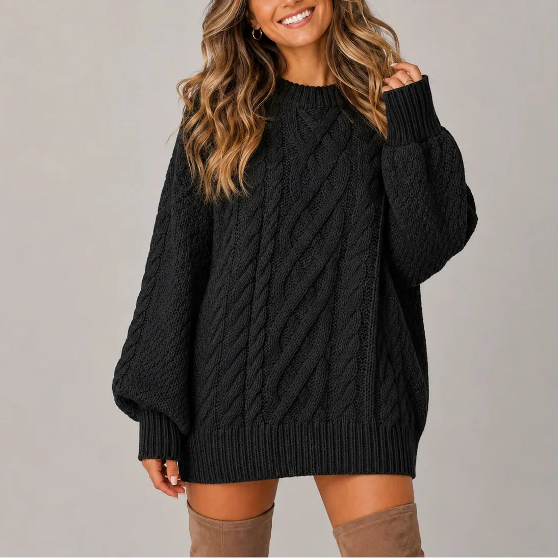 Perpetua | Cable-Knit Long Sleeve Dress for Women