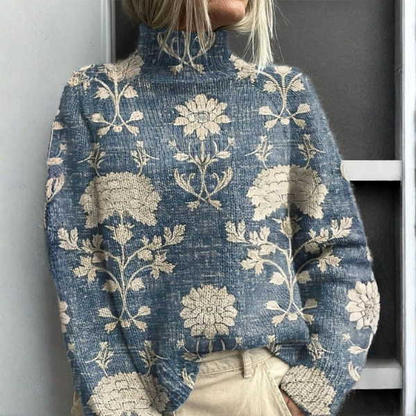 Women’s Brianna turtleneck ribbed sweater by Christine Brewer, featuring a cozy fit and classic ribbed texture in soft knit fabric.