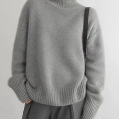 Christine Brewer Kennedy women's high neck sweater in cozy, 100% pure wool knit, perfect for fall and winter wear.