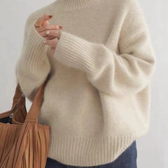 Christine Brewer Kennedy high neck women's sweater in soft cashmere, cozy winter knit, 2023 autumn and winter collection.