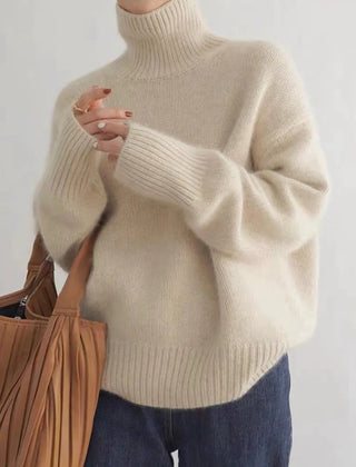 Christine Brewer Kennedy high neck women's sweater in soft cashmere, cozy winter knit, 2023 autumn and winter collection.