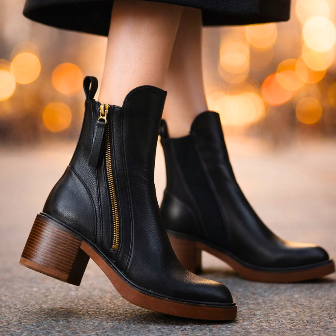 Carla | Orthopedic Leather Block Heel Ankle Boots for Women