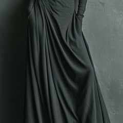 Christine Brewer cotton turtleneck maxi dress for evening wear, showcasing a long, elegant black dress with a fitted silhouette.