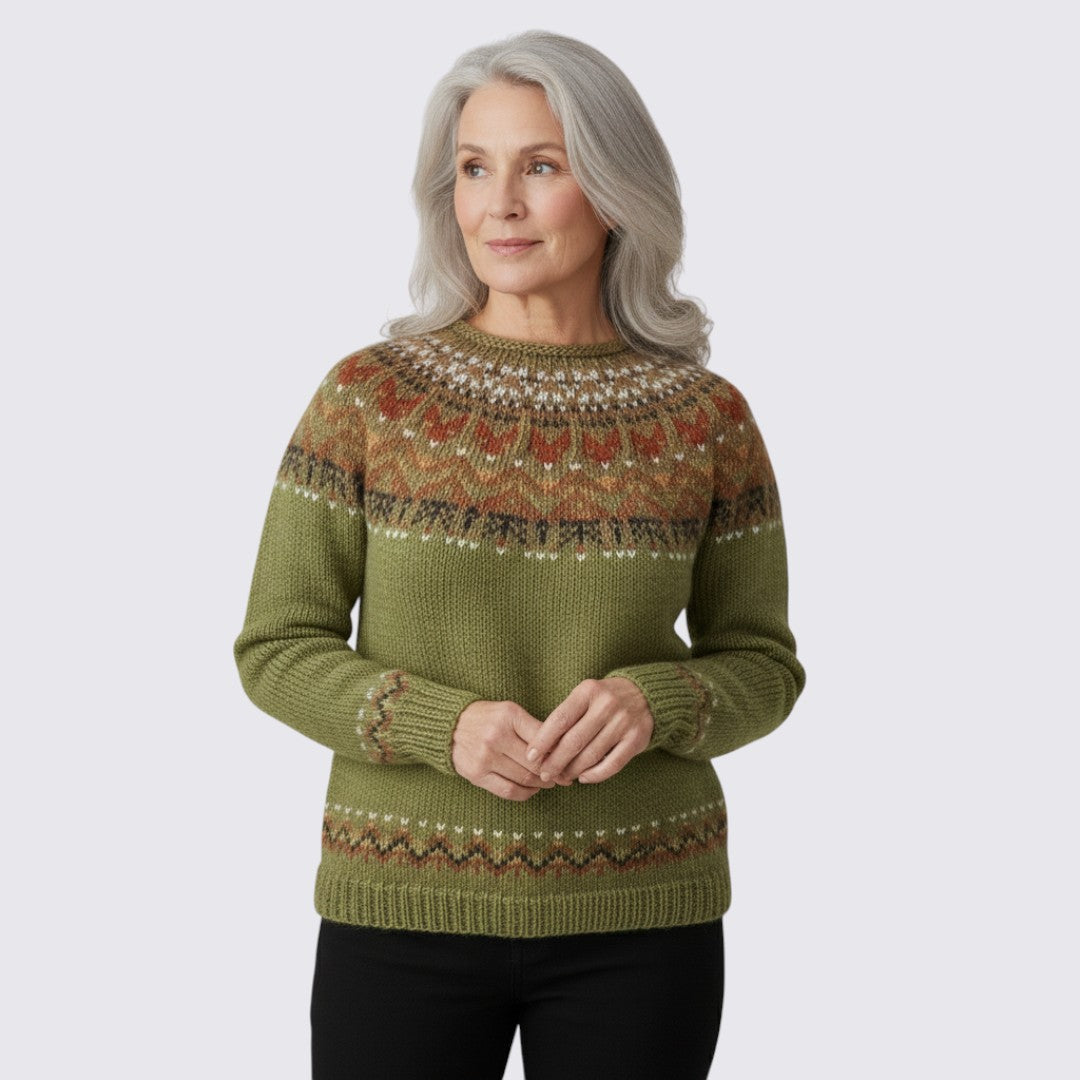 Cassia | Fair Isle Crew Neck Sweater for Women