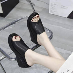 Comfortable Eliza orthopedic slip-on wedge sandals for women by Christine Brewer, featuring supportive design and casual style.