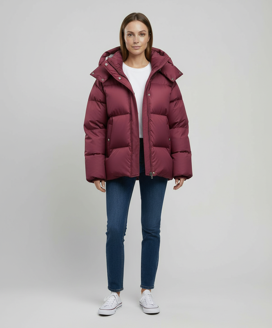 Christine Brewer Josephine cozy puffer jacket for women, featuring a warm, quilted design in a stylish silhouette.