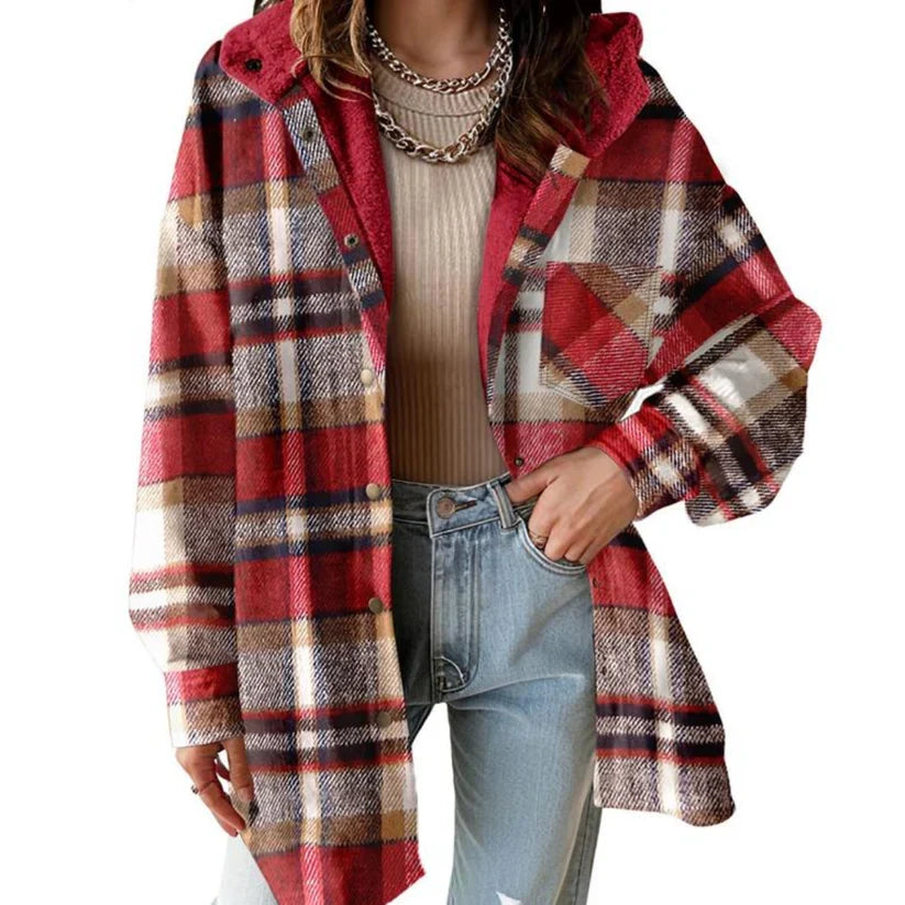 Estella | Plaid Hooded Teddy Coat for Women