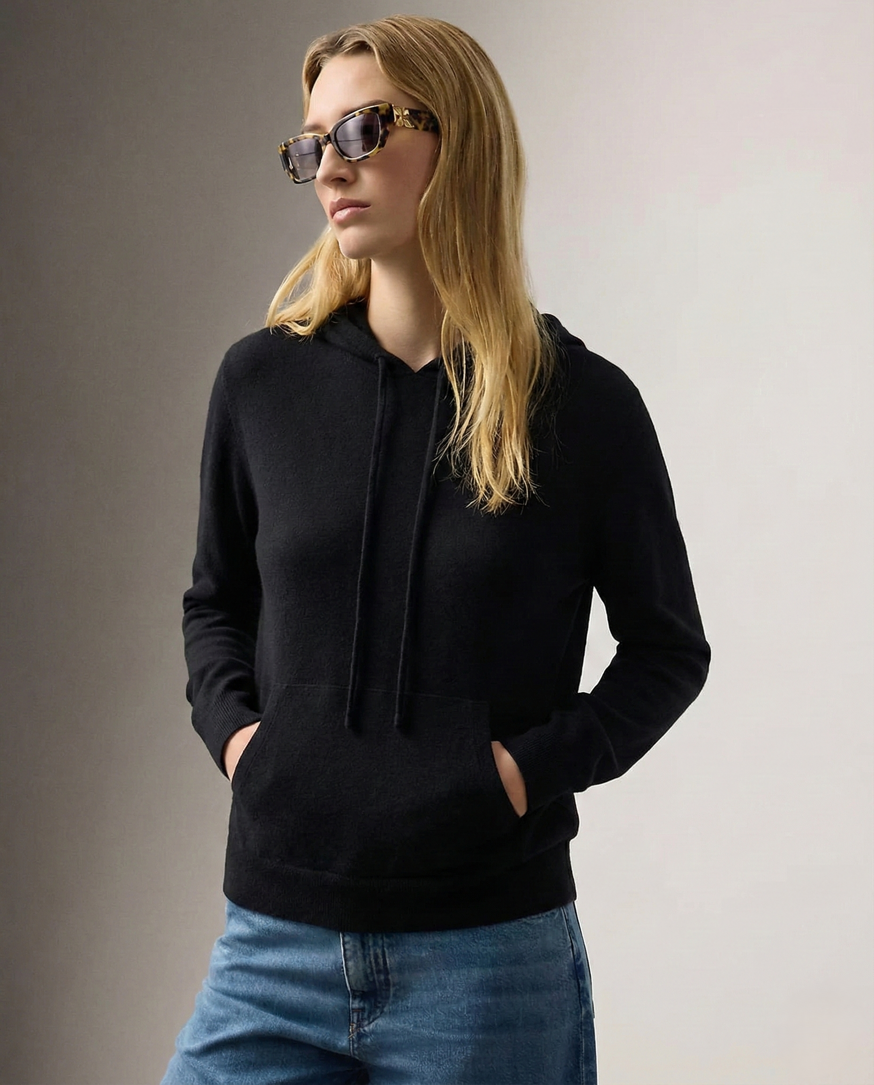 Claudia cashmere hoodie for women by Christine Brewer, featuring a cozy, soft fabric and a relaxed fit in a stylish design.