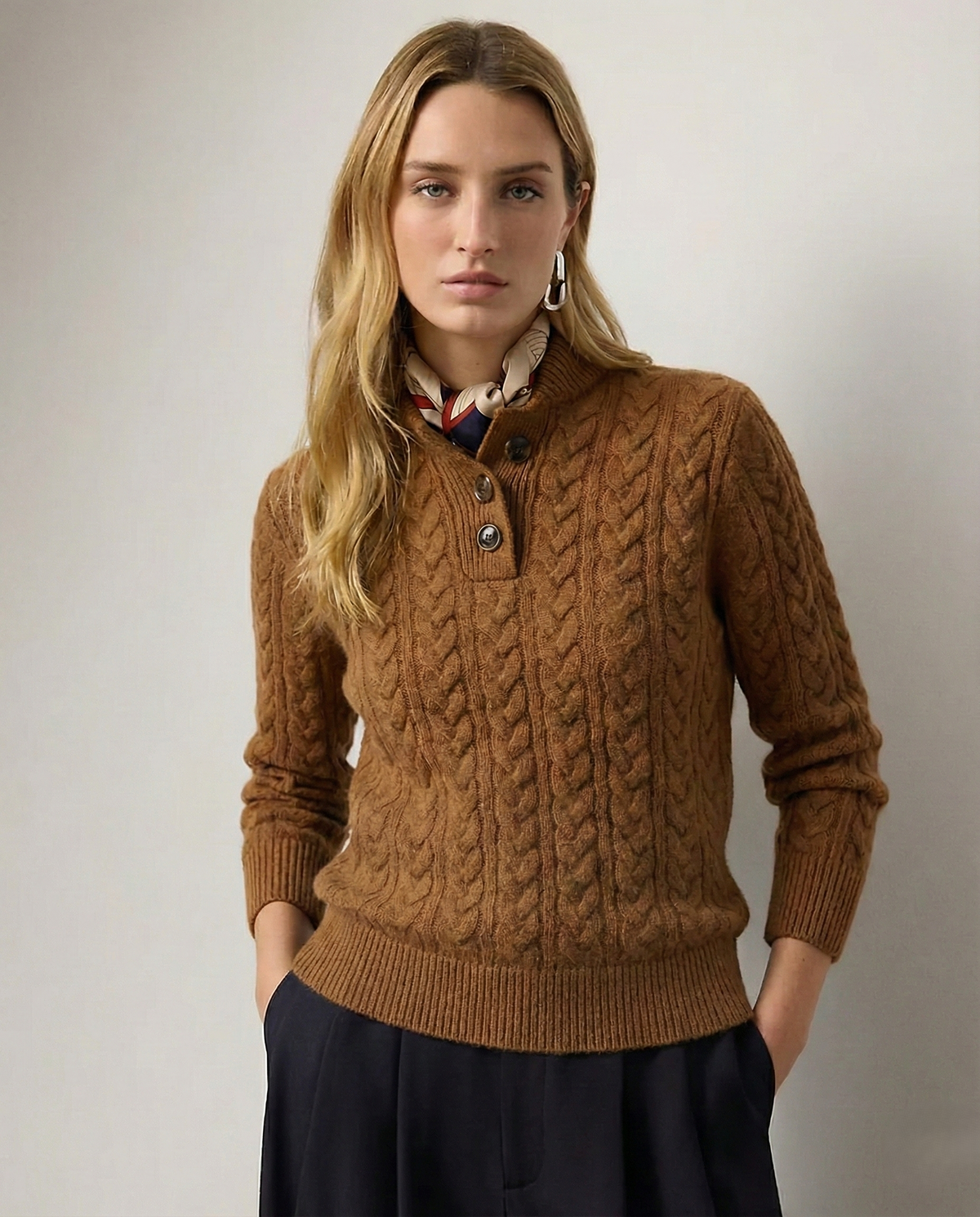 Florentine | Cable-Knit Button-Front Sweater for Women