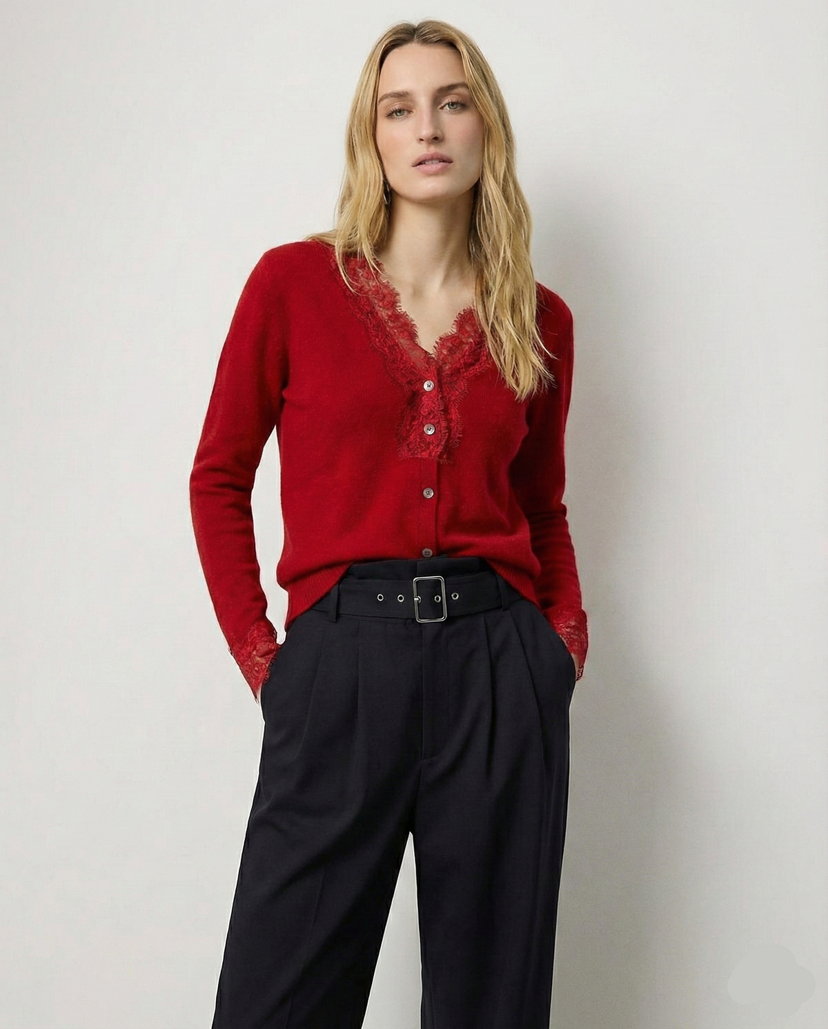 Elsa cashmere cardigan for women by Christine Brewer, featuring a cozy, stylish knit design in soft, neutral tones.