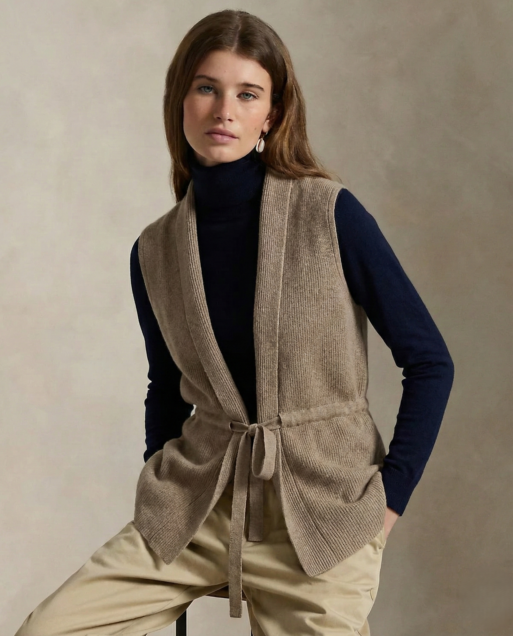 Christine Brewer Courtney cashmere wool knit sweater vest for women, featuring a cozy, stylish design in soft knit fabric.