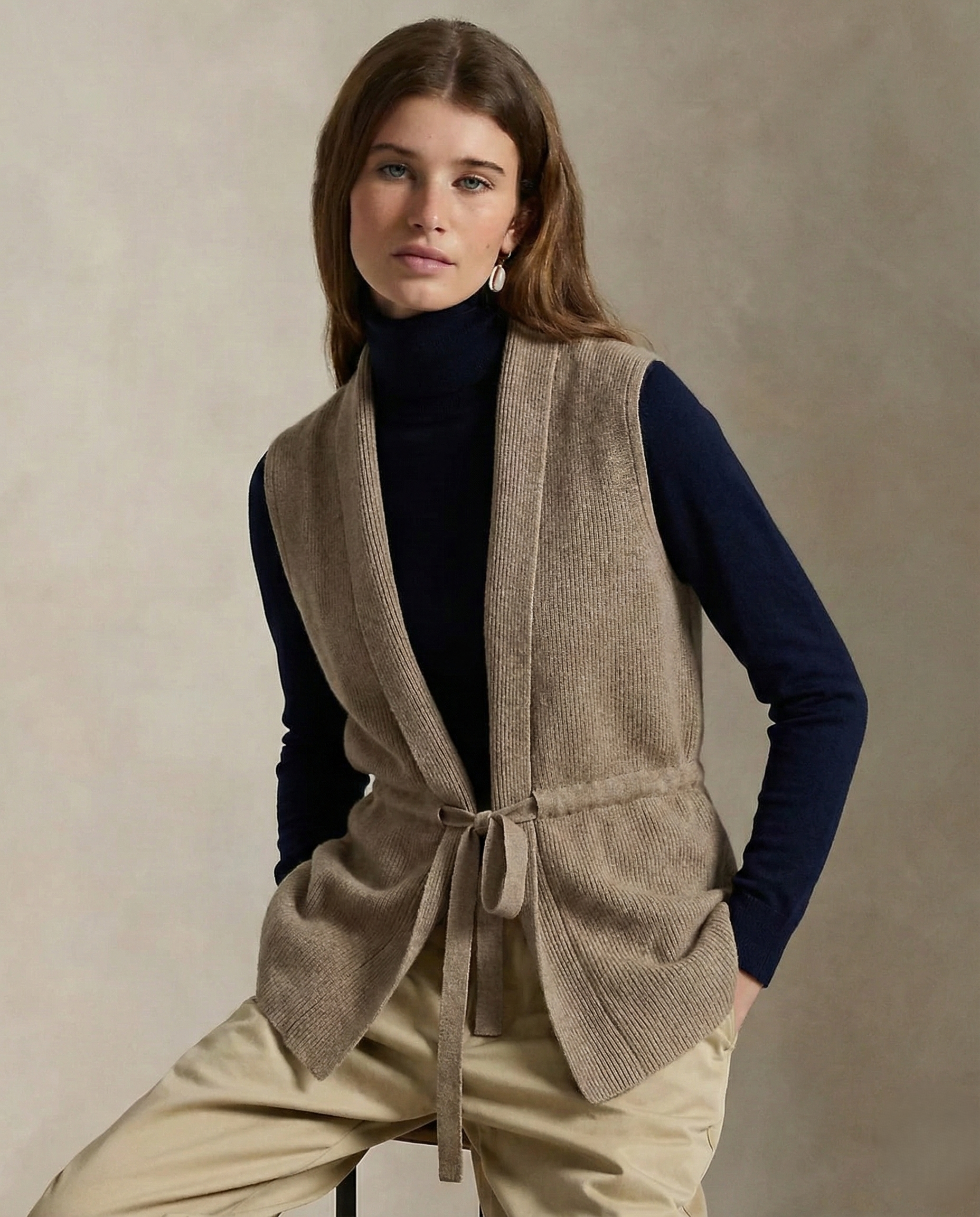 Christine Brewer Courtney cashmere wool knit sweater vest for women, featuring a cozy, stylish design in soft knit fabric.