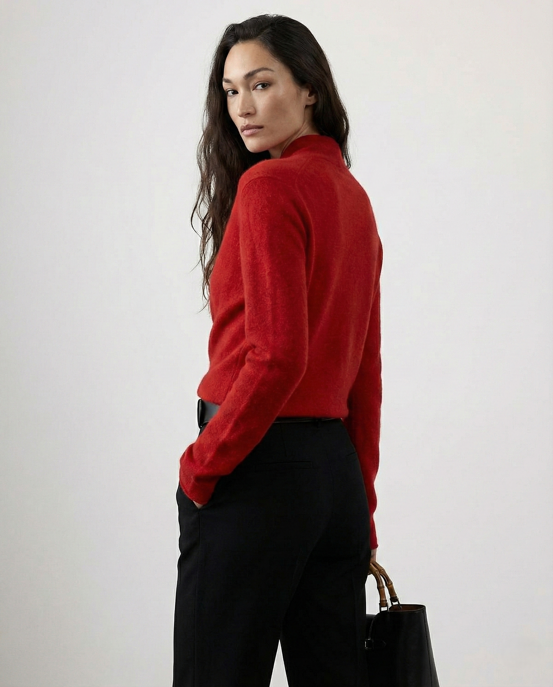 Cream-colored Dawn cashmere sweater for women by Christine Brewer, featuring a cozy, soft knit design.