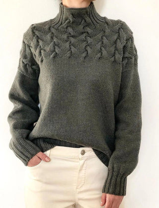 Grey women's turtleneck sweater from Christine Brewer's Tessa knitwear collection, featuring a cozy, fitted design.